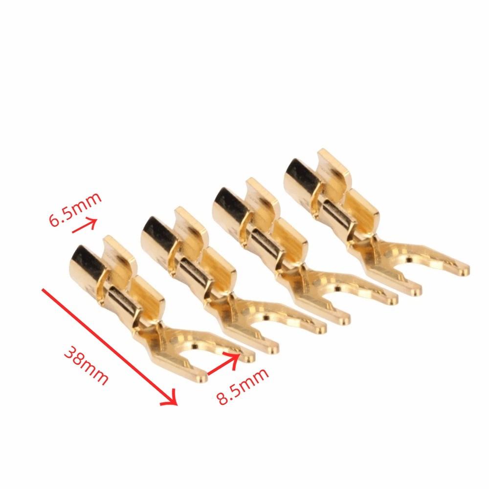 4PCS 45 Degree Fork Spade Speaker Connector Pure Copper Fork Speaker Wire Connector For Amplifiers