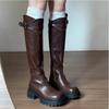 Мода Новый Стиль Роскошные Женские Хлопковые Ботинки на Толстом Каблуке Зимние Круглый Носок Боковая Молния Металлические Клепки Пряжка Металлического Ремня Толстая Подошва Нескользящие Ботинки
