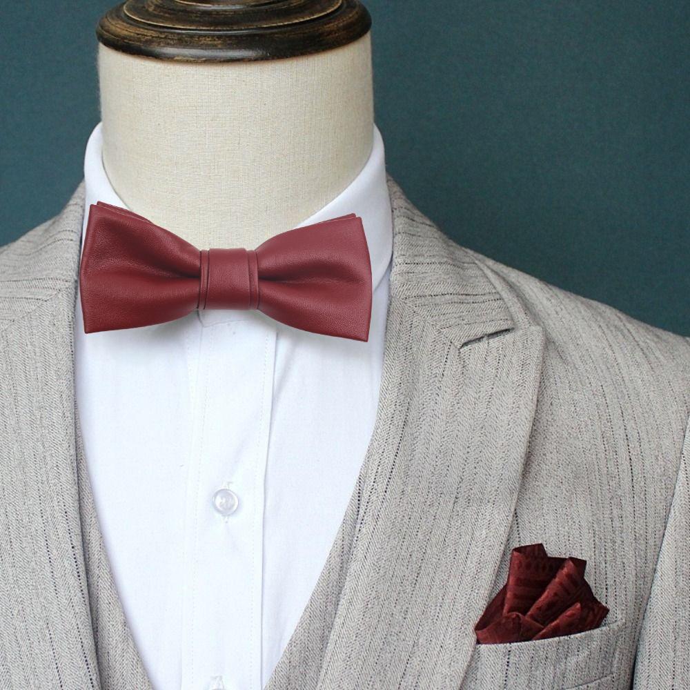 Мягкий галстук-бабочка из ПУ-кожи Регулируемый ретро-галстук Классический мужской галстук Рубашка