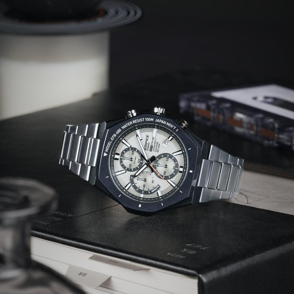 Casio Мужские аналоговые кварцевые часы Edifice из нержавеющей стали, водонепроницаемые до 100 м EFB-680UD-7AV
