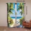 2 шт. Шторы Океан Пальма Пляж Тропический Гавайи Прибрежный Летний Песчаный Морской Экзотический Морской пейзаж Зеленый Синий Природа Пейзаж