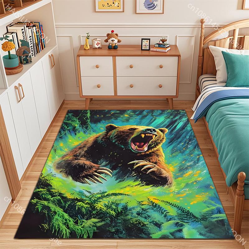 Irritable Brown Bear Pattern Carpet for Living Room Bedroom Sofa Home Decor Non-slip Floor Mat Large Size Multi-Size Selection