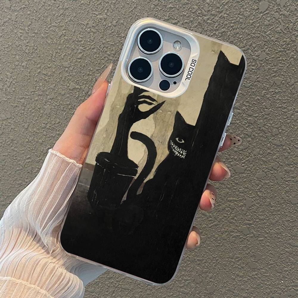 Dark Funny Monster Cat Phone Case For iPhone 17 Air 16 15 14 11 12 13 Pro Max Plus X XR XS Colored Silver Hard Cover