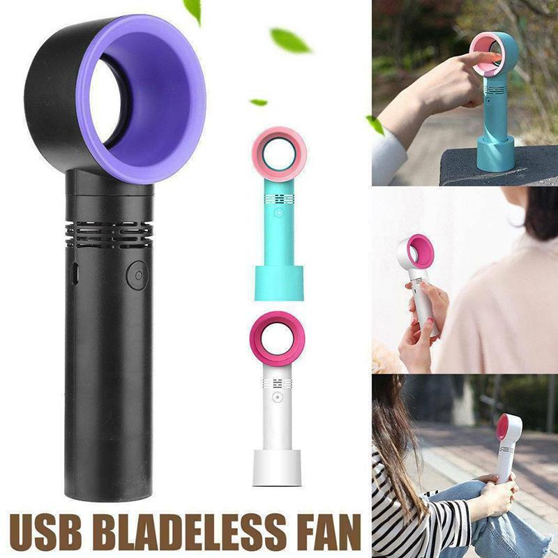 Новый летний портативный ручной безлопастной вентилятор, мини-кулер, удобный вентилятор без листьев с 3-скоростным USB-перезаряжаемым охлаждающим вентилятором для путешествий, офиса на открытом воздухе