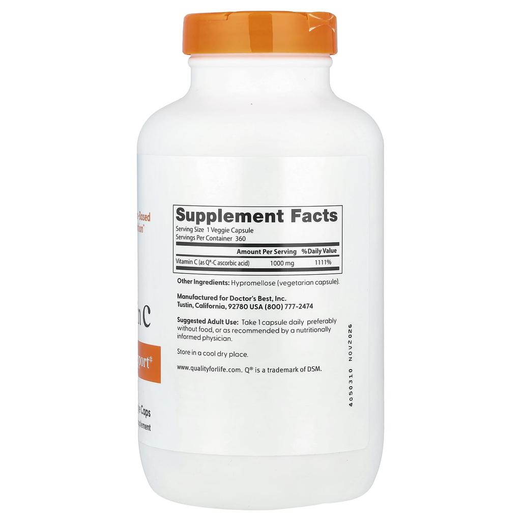 Doctor's Best, Vitamin C with Q-C, 1,000mg, 360 Veggie Capsules