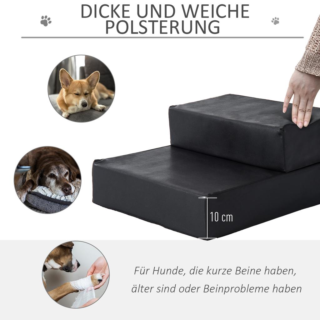 Dog Stairs Foldable Cat Stairs Entry Aid, 2 Steps, 20 cm, Black, for Bed, Sofa, Car, Small Dogs