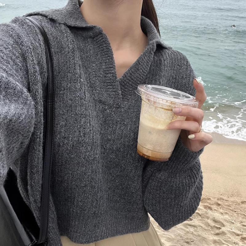 Autumn and Winter Loose Casual Knitted Sweater for Women Fashion Long Sleeve Elegant Pullover Women's Sweaters Vintage Solid Female Knitwear 24819