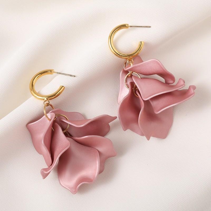 Pinkdudu Модные серьги-капли в виде лепестков роз из смолы с жемчужным блеском, женские украшения PD2386