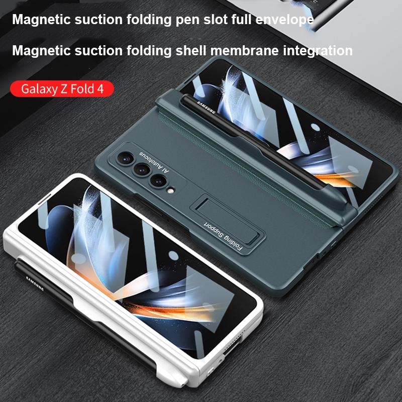 Чехол-держатель для ручек с магнитным шарниром для Samsung Galaxy Z Fold 4 5g Fold 4, жесткий чехол-подставка с кронштейном, чехол с боковым слотом для ручки (Нет S Pen )