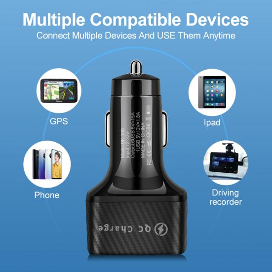 Car Charger 6-in-1 Safe Charging Mini QC 3.0 3.1A 6 USB Fast Charge Automotive Charger for Automobile