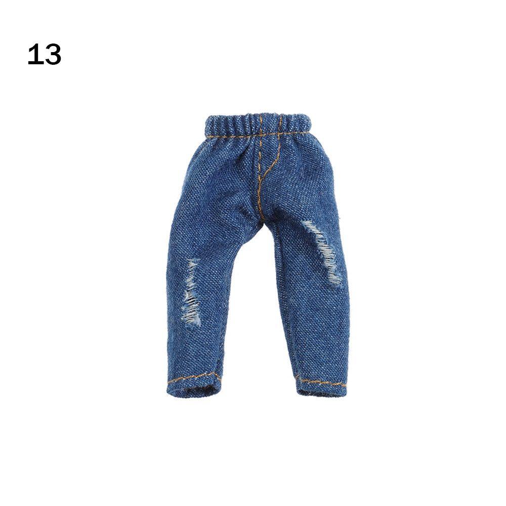 Quality 1/12 Dolls Clothes Accessories Fashion Ripped Pants Doll Jeans PU Leather Jackets Hoodies