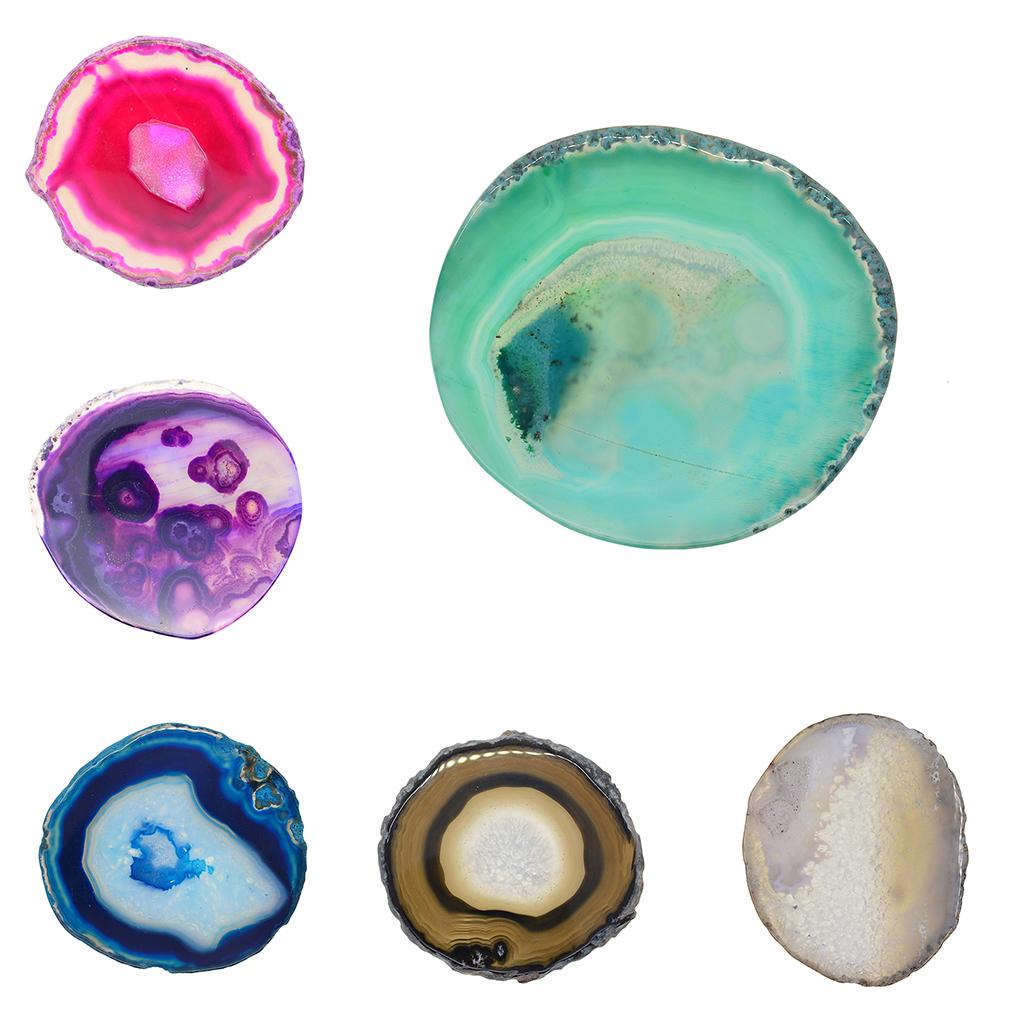 Natural Agate Slices Pendant Crystal Agate Stone Jewelry Making Charm Coaster for Home Decoration Art