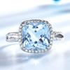 Gica Gema Real 925 Sterling Silver Rings For Women Gemstone Aquamarine Sky Blue Topaz Ring Cushion Romantic Gift Engagement Jewelry