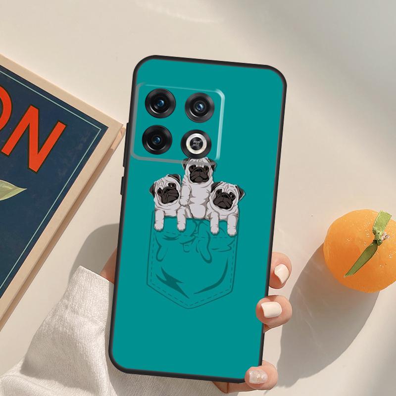 Забавный мультяшный чехол с мопсом для OnePlus 13R 12R 10R 13T 10T 11 12 13 15 OnePlus Nord 5 CE 2 3 4 Lite N20 N30