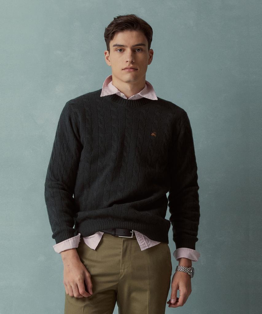 Шерстяной свитер с косами BROOKS BROTHERS (Темно-зеленый) (Bbwrmbf401)