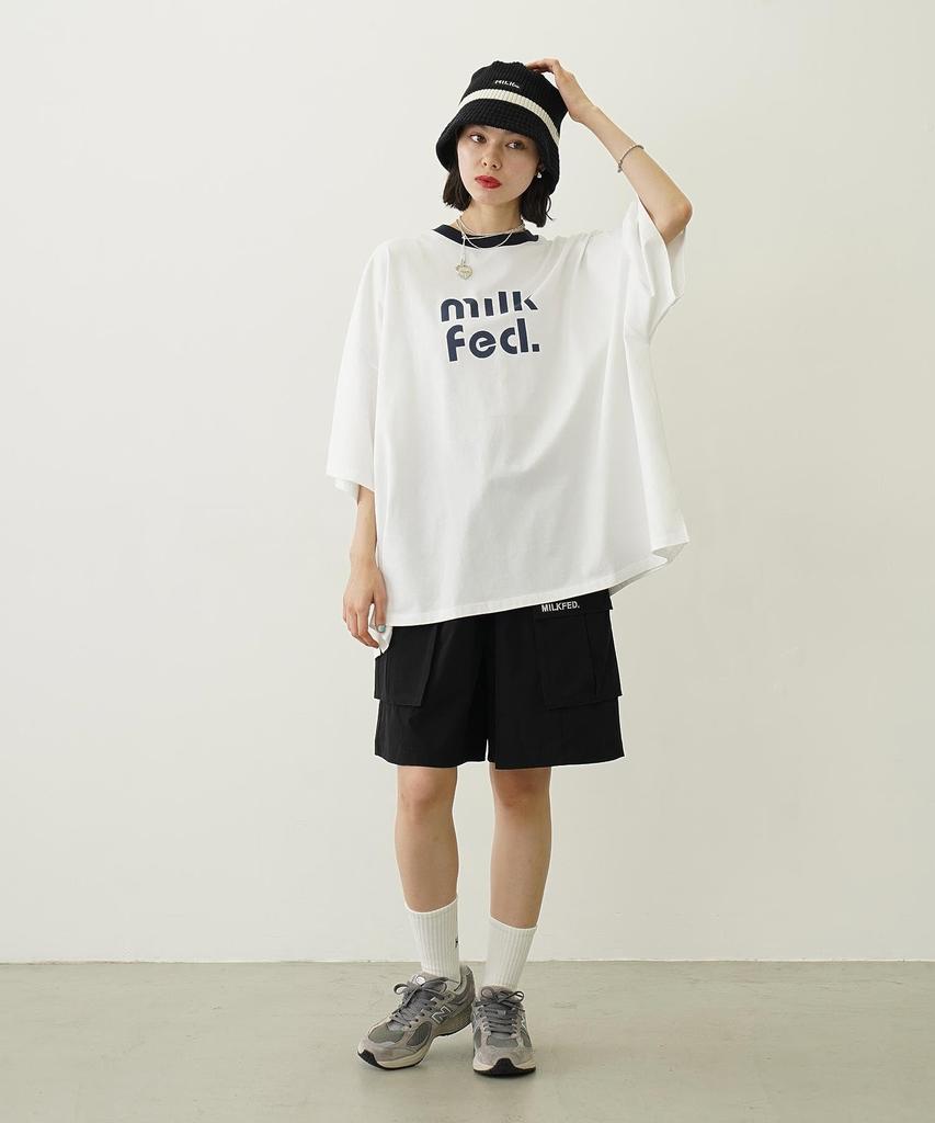 Milkfed Casual Cut Out Logo Big White S/S Top, Women's,