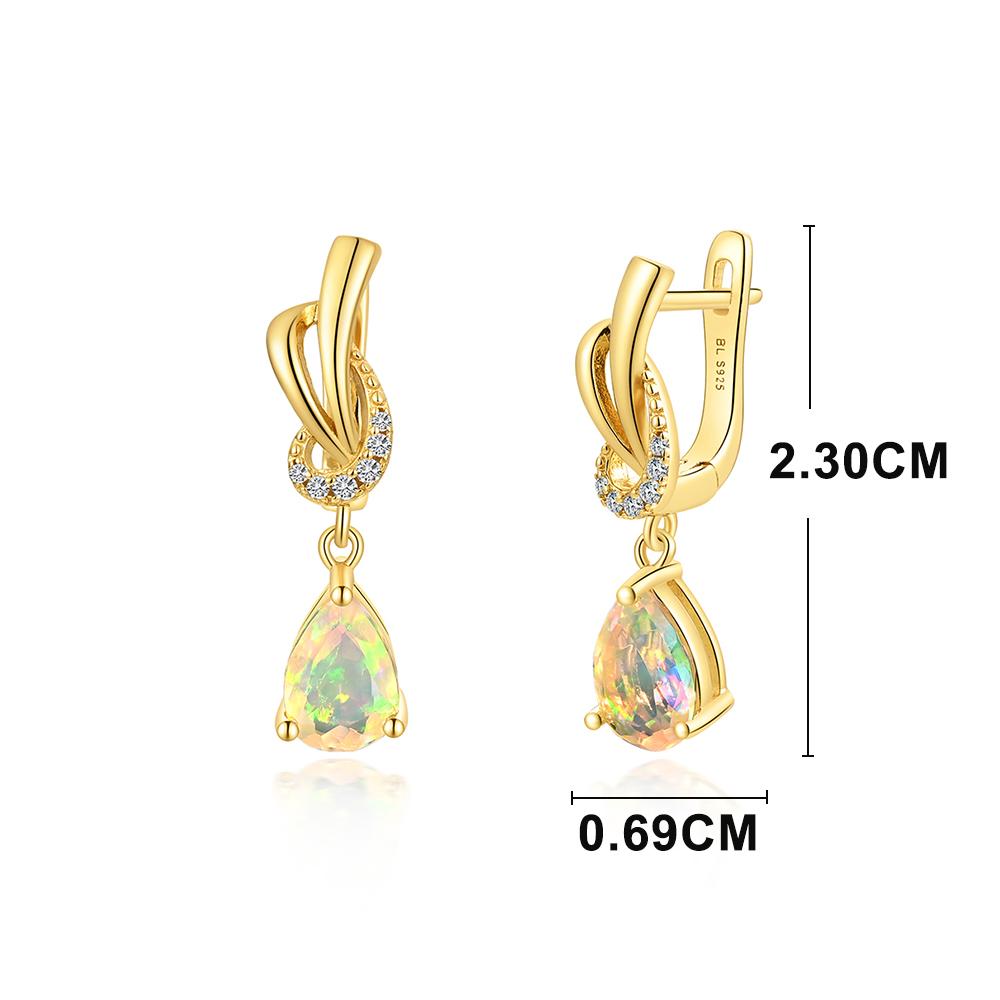 Элегантные дизайнерские серьги-капли Шикарный натуральный опал грушевидной формы 6x9 мм Драгоценный камень Серебро для женщин Юбилей и вечеринок Роскошные ювелирные изделия Подарок