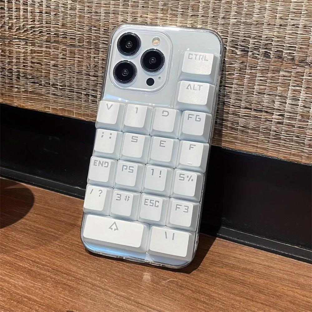 Забавный Креативный 3D Клавиатура Прозрачный Чехол Для Телефона Для iPhone 16 15 13 12 11 Pro Max 7 8 Plus X XS XR INS Милый Подарок Мальчику Девочке Мягкий Чехол