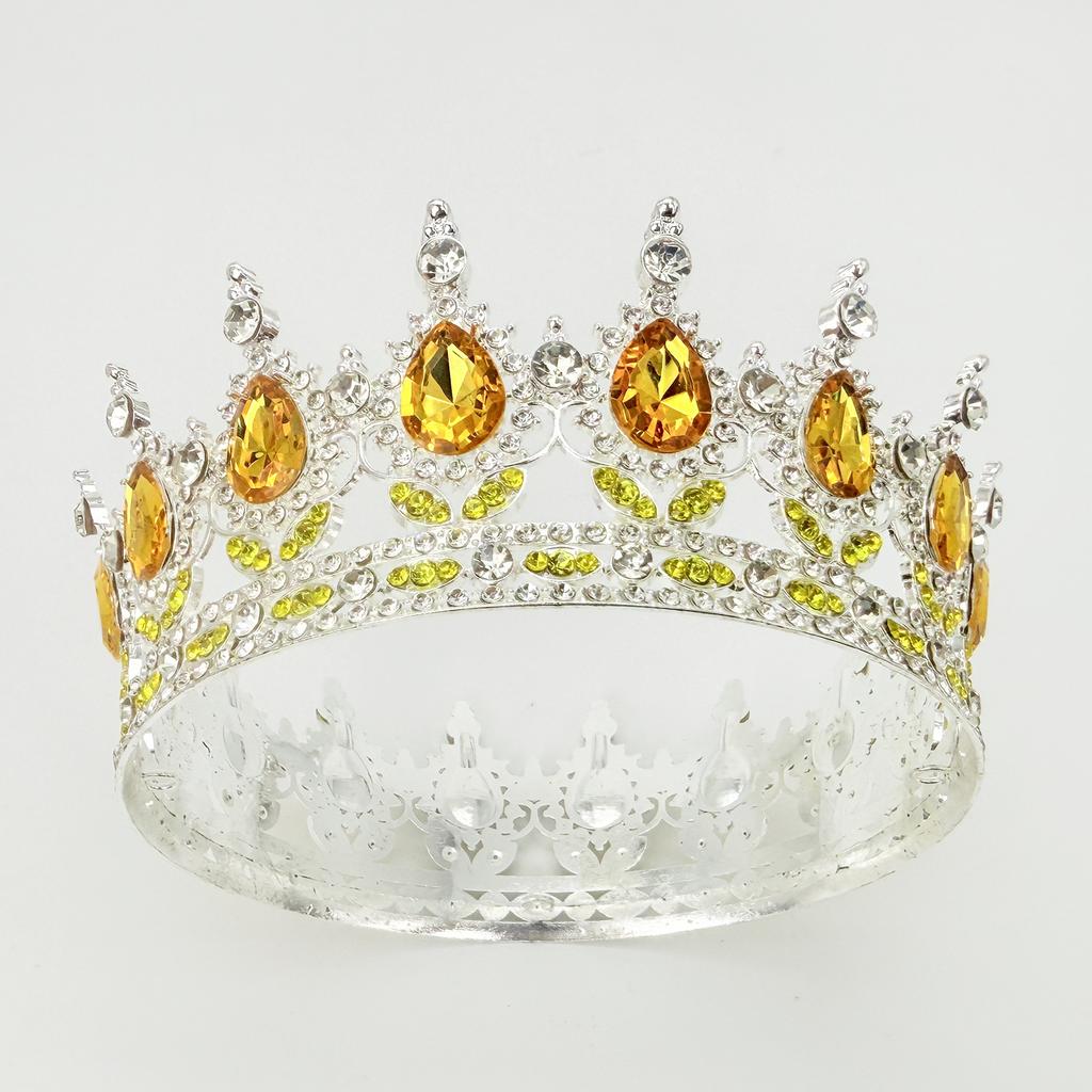 Full Circle Crown Tiara Colorful Baroque Retro Full Diamond Jewelry Wedding Accessories Crown Bridal Crown