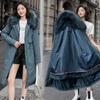 Women's Mid-Length Cotton Coat, 2024 Winter Loose Korean Style Jacket with Thick Velvet Lining and Detachable Parka