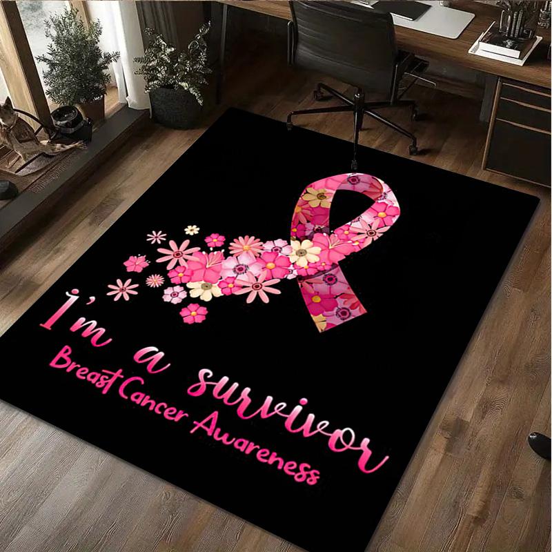 1Pc Breast Cancer Print Rug - Computer Chair Area Rug home decoration Carpet For Living Room Bedroom Flooring Mat