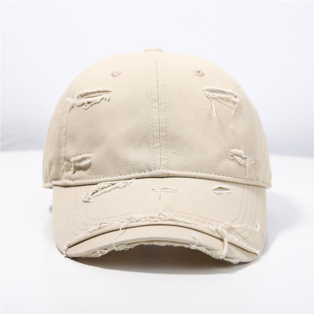 Baseball Cap Women's New Spring and Summer Versatile Soft Top Hip Hop Baseball Cap Outdoor Student Retro Personality Ripped Sun Hat