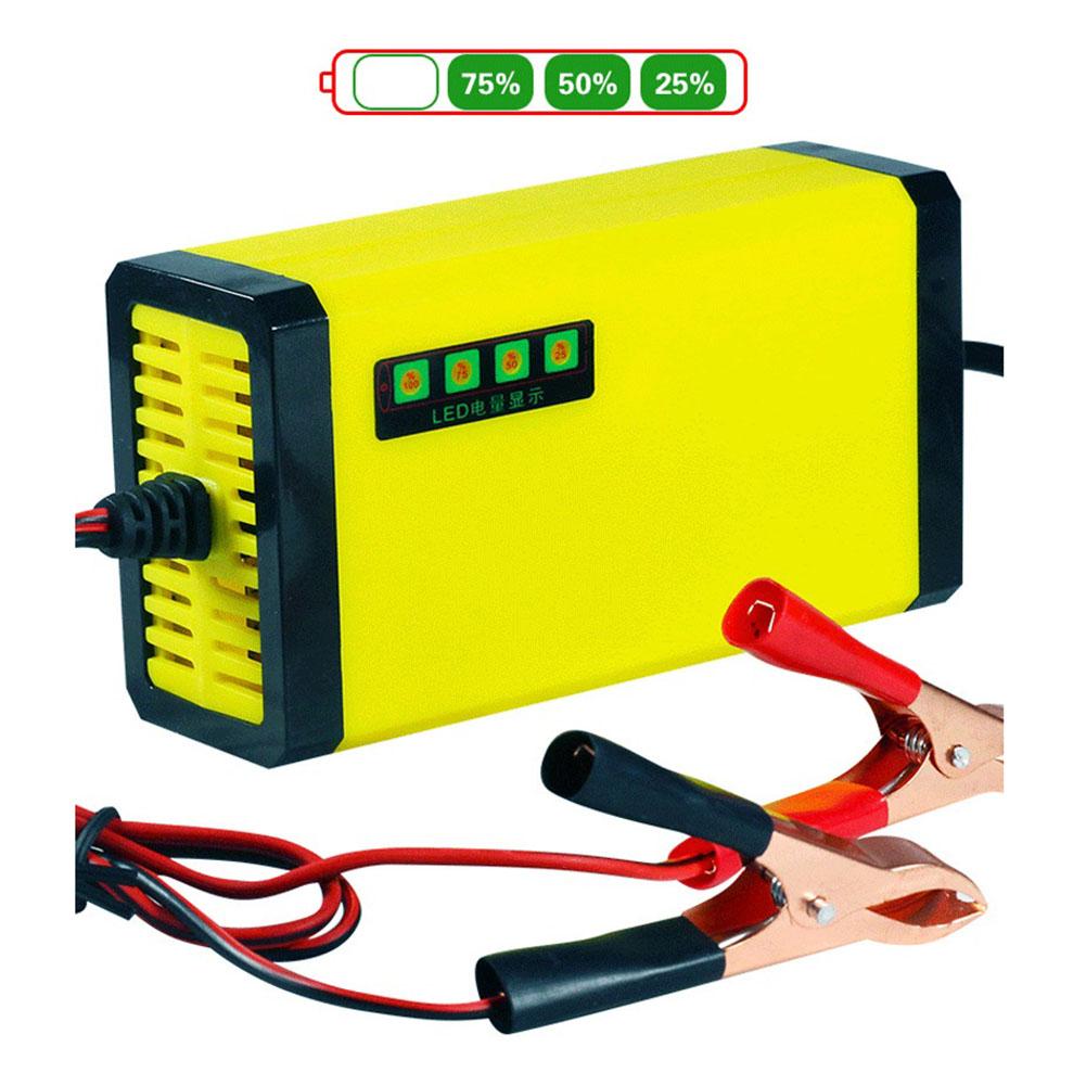 Motorcycle Battery Charging 12V 2A LED Display Smart Battery Charger EU/US Plug Pulse Repair Power Supply Current Voltage Adjust