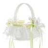 Elgant Wedding Ceremony Flower Basket Flower Girl Basket with Lace Wrapped Easy To Hold Handle Flower Basket for Bride