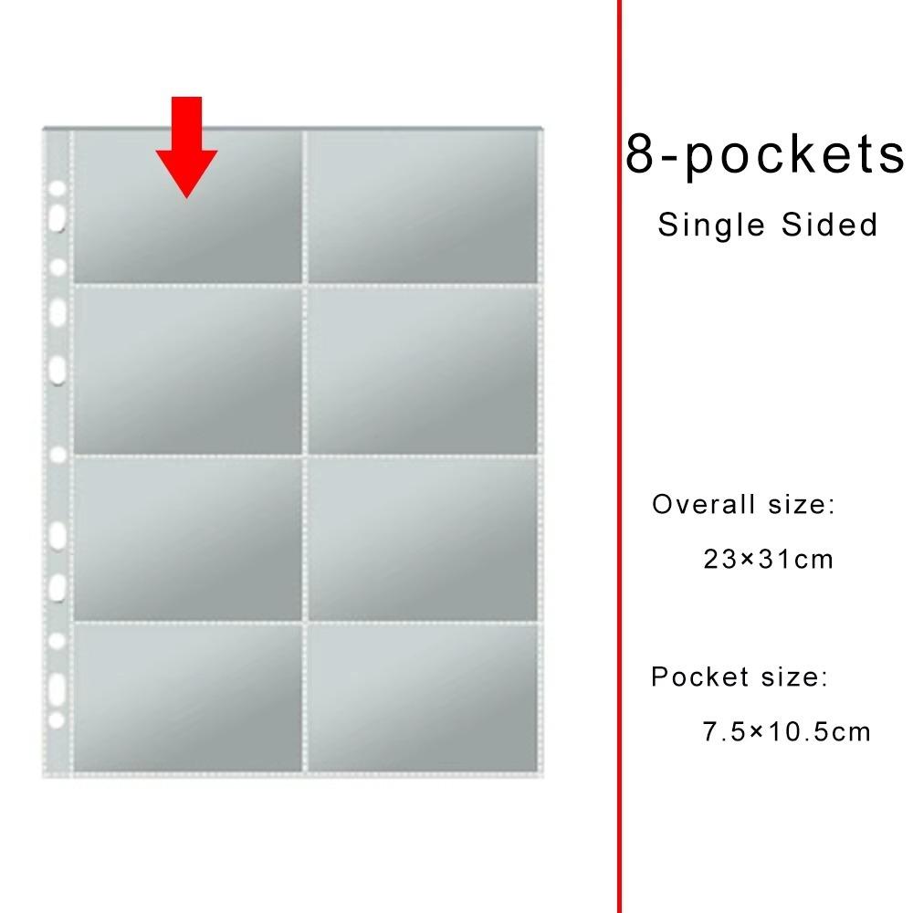 Binder Refill Clear Photo Album Pages A4 11-Hole Card Pages Multi-Pockets Inner Page