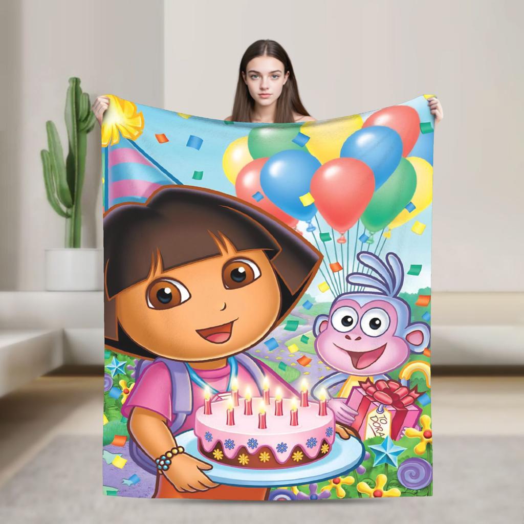 Warm BlanketChild Decorative Cartoon D-Dora The E-Explorer Adventure Throw Blanket For Outdoor Comfortable Sofa Bed Cover