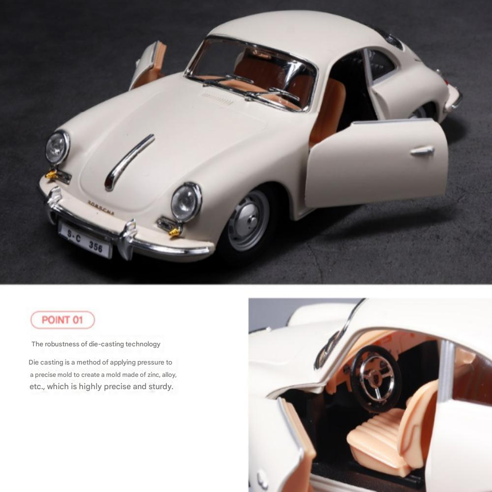 Браго 1:24 Porsche 356B COUPE 1961 Литая модель автомобиля, Цвет слоновой кости, 1 шт.