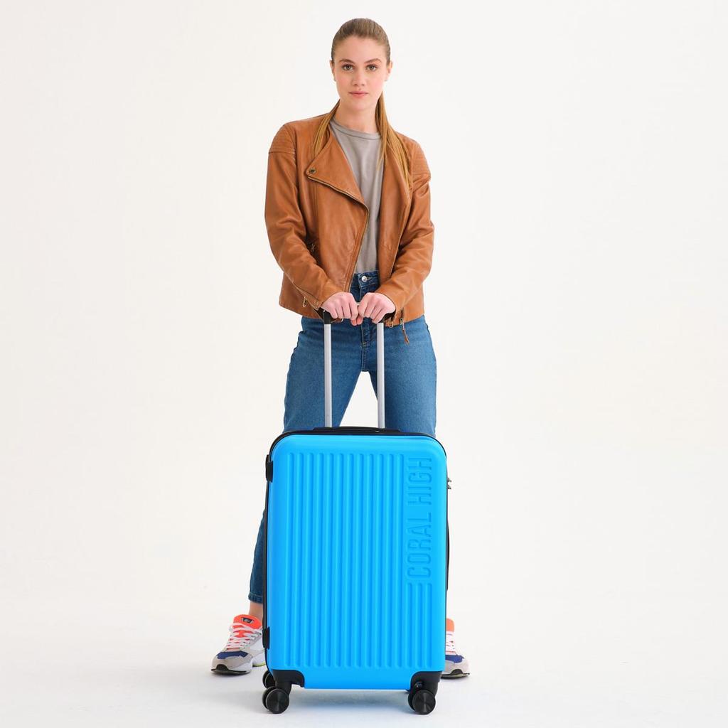 coral high Чемодан среднего размера из АБС-пластика синего цвета 16427
