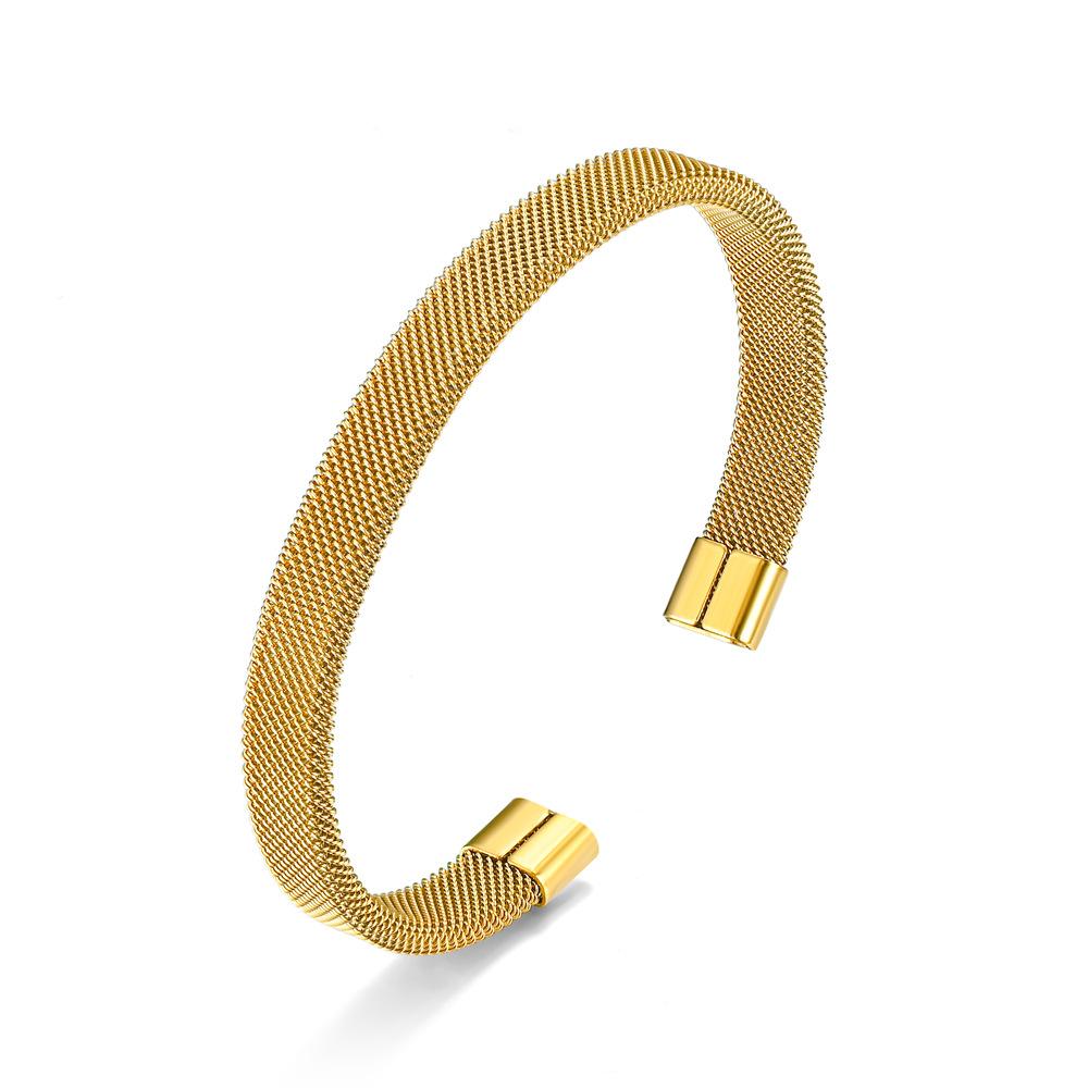Stainless Steel Niche Wire Mesh C-Shaped Opening Bracelet Fashion Jewelry Gift for Women And Men