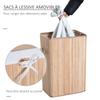 Bamboo Laundry Basket Hamper, Foldable, Lid, Removable Bag, 3 Handles, 40 x 30 x 60 cm, Beige