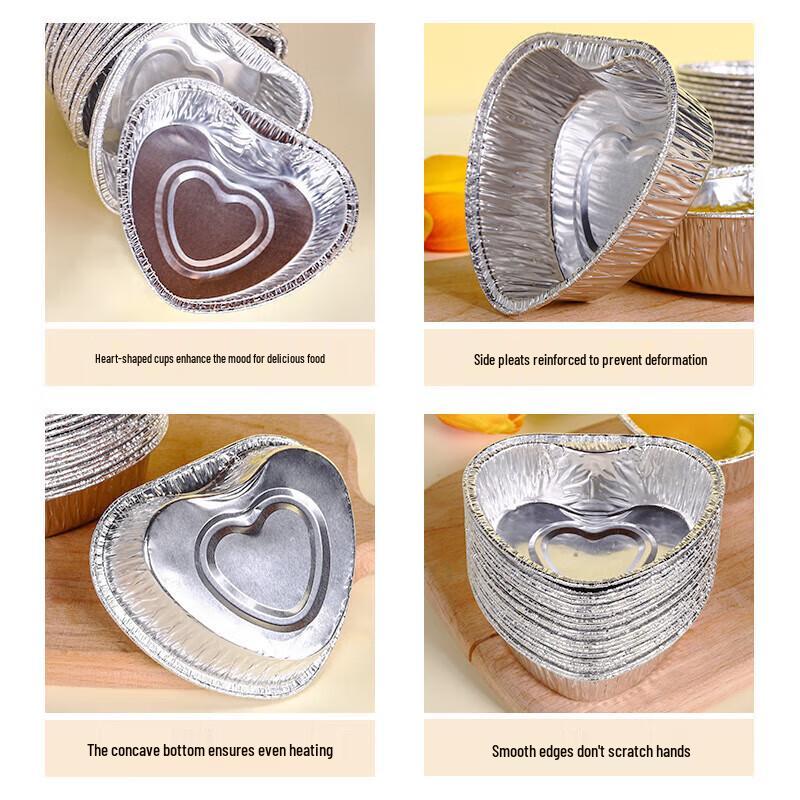 Faxilon Heart-Shaped Aluminum Foil Baking & Serving Bowls, 50-Pack
