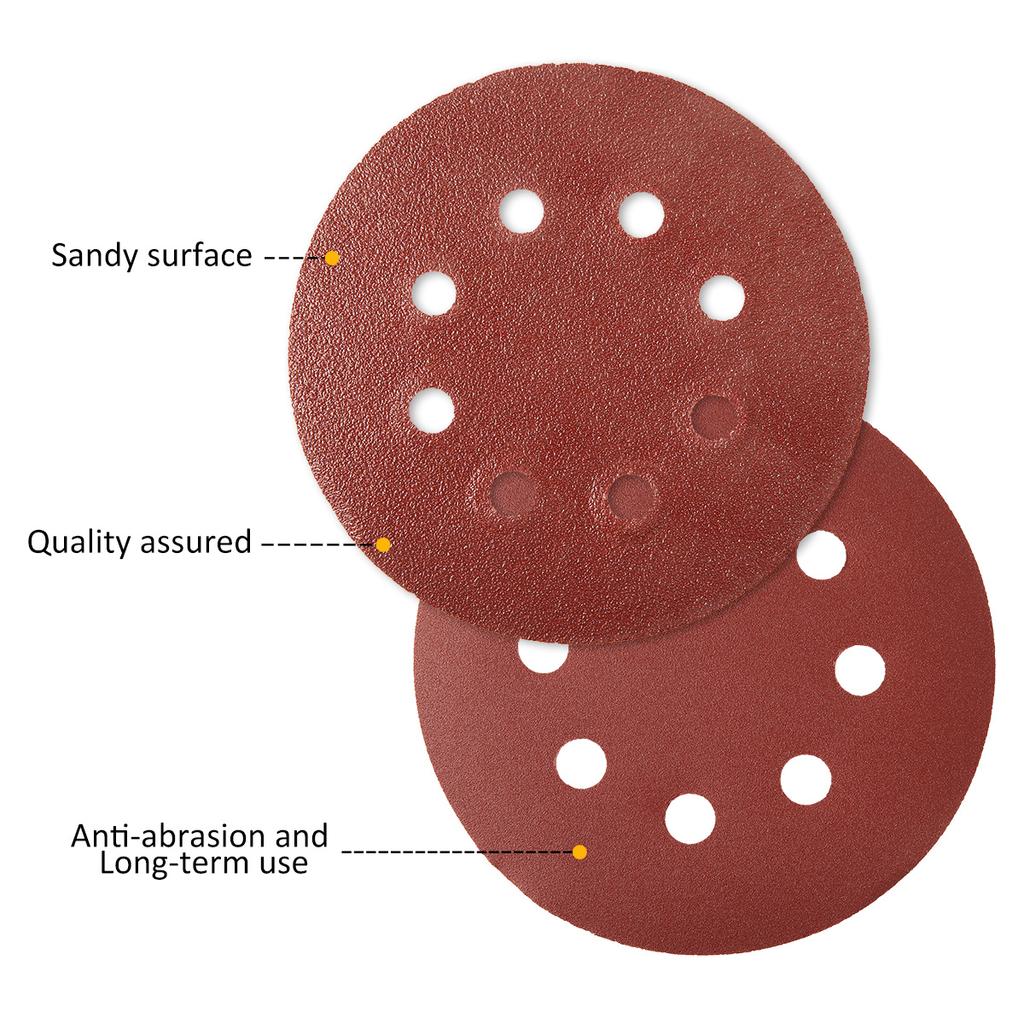 100Pcs 125mm Sanding Discs 8 Hole Hook Loop Sandpaper 80Grit-3000Grit Sanding Paper 5Inch Sanding Disc Abrasive Polishing Tools