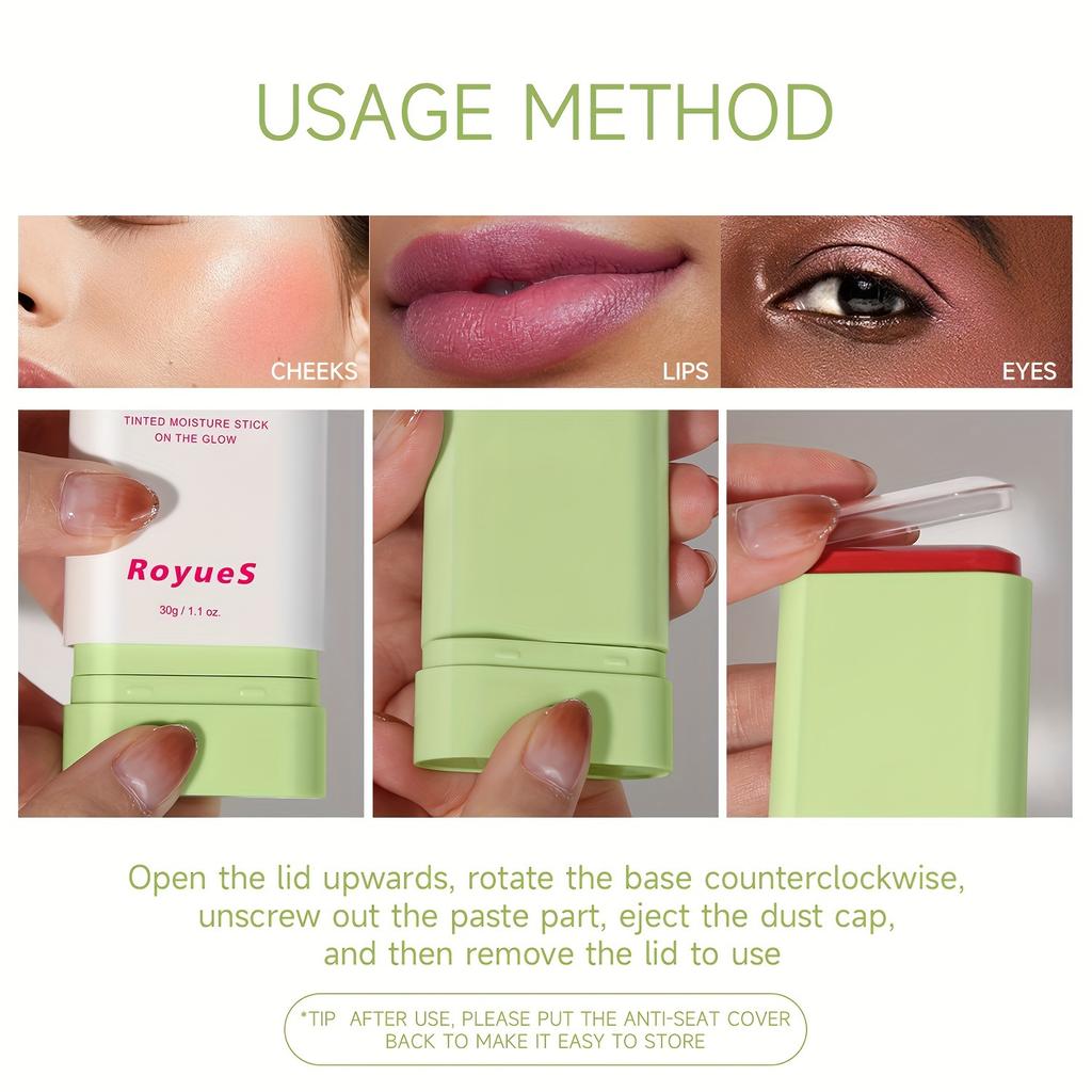 30g Blush Stick Blush Cream Brightening Contouring Stick Moisturizing Natural Nude Makeup Blush Cream Waterproof Multi-functional Solid Blush Rouge