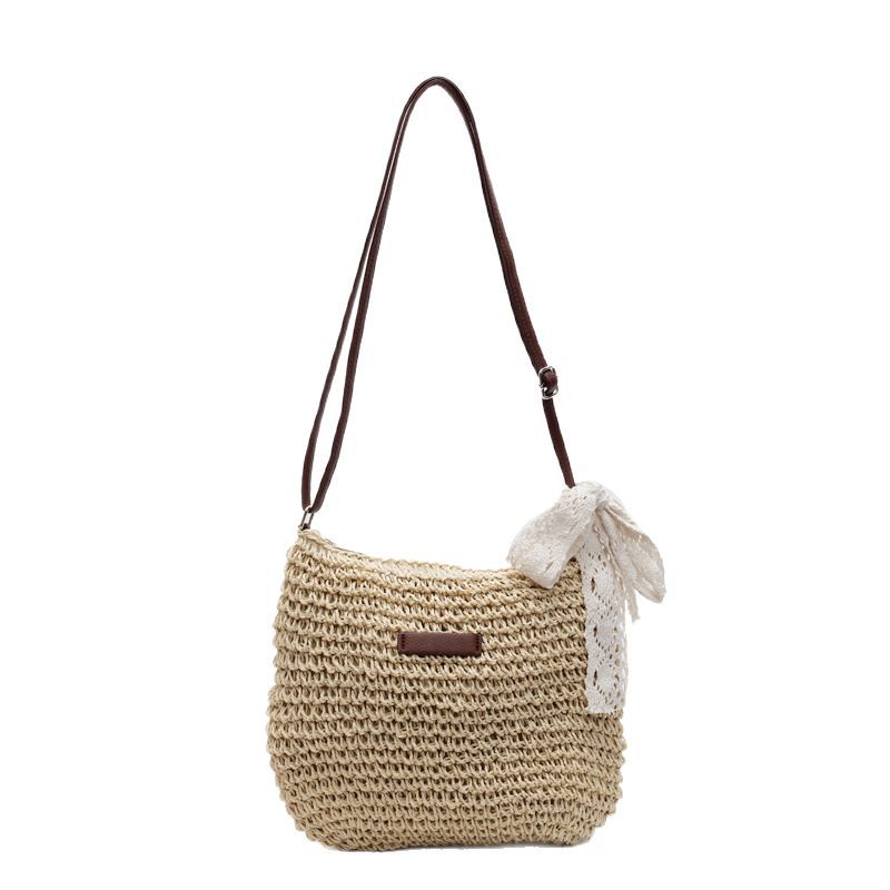 Woven Straw Crossbody Bag Women's Large Capacity 2025 New Summer Versatile Bucket Bag Seaside Vacation Beach Bag