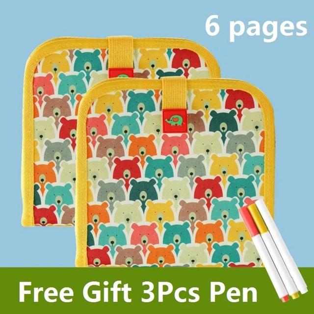 Детская волшебная доска, обучающие детские игры, раскраски, детские игрушки для рисования, 6 страниц, стирающие доски с помощью водных меловых ручек