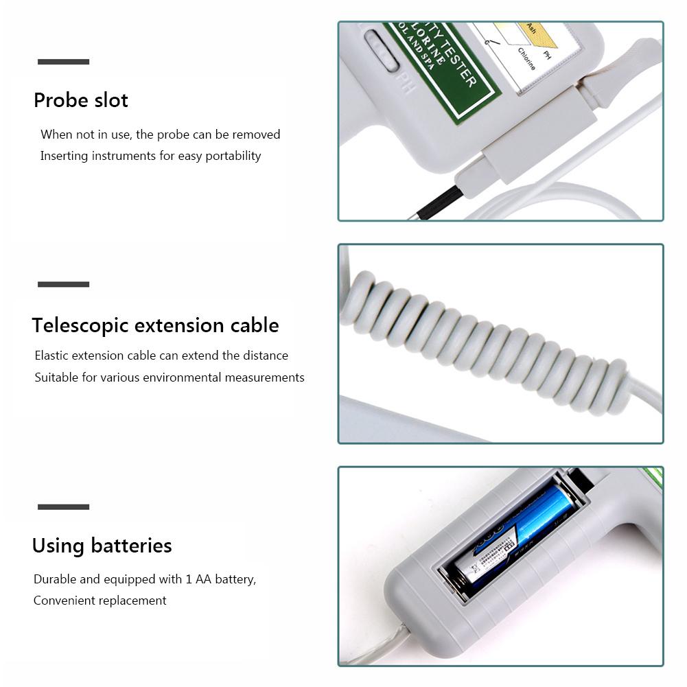 Тестер хлора PH-метр 2-в-1 Монитор воды PH Измеритель хлора Портативный высокоточный простой в использовании прибор для проверки спа-бассейнов