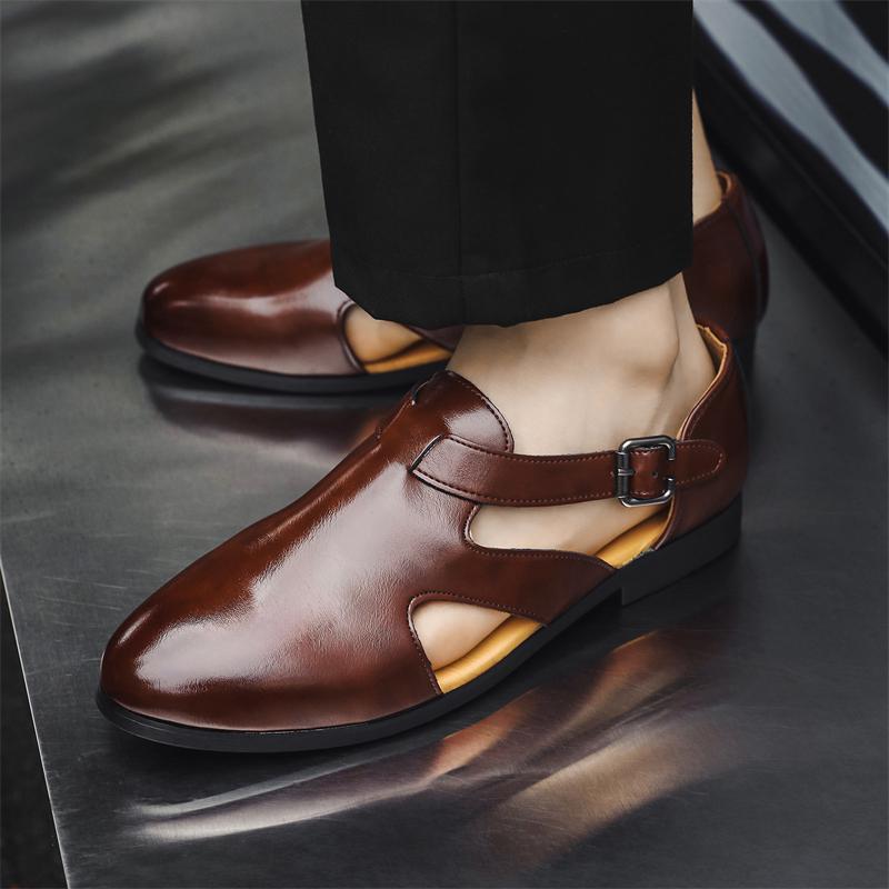 Модные сандалии летние мужские удобные полые нескользящие мягкие прохладные легкие дышащие универсальные классические носимые модные повседневные кожаные сандалии