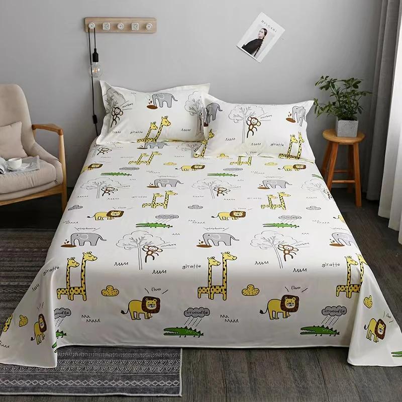 Geometry Printed Flat Bed Sheet Set Couple 2 People Super Cozy Luxury Double Bed Bedsheet Single Double Queen King Size
