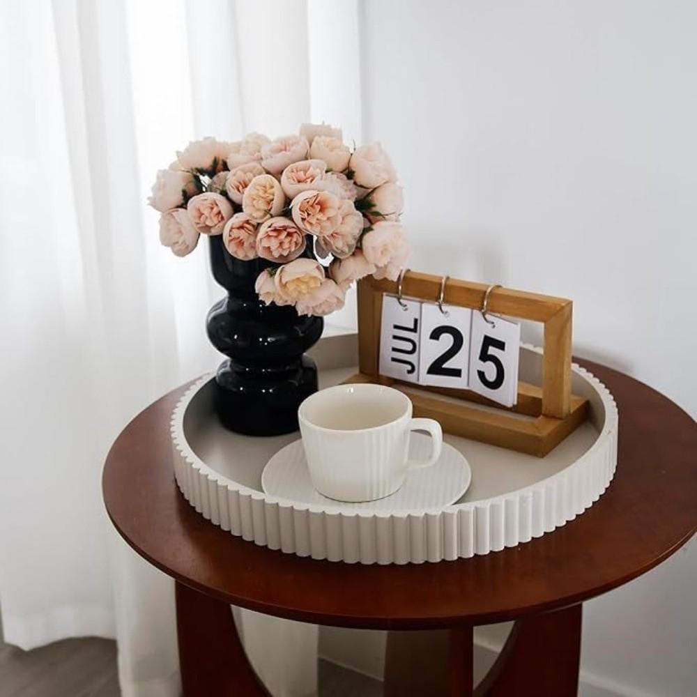 Wavy Edge Modern Decorative Tray Round Shape Multifunctional Tray New Storage Tray Coffee Table