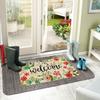 Большой коврик с цветочным узором, богемный коврик с цветами и листьями, добро пожаловать, уличный коврик, нескользящая резиновая подложка, вход, сезонное украшение для передней части кухни в помещении