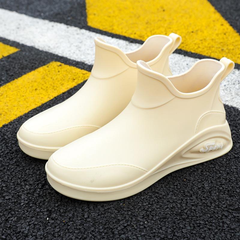 Женская легкая обувь от дождя, флисовые износостойкие резиновые туфли, модная верхняя одежда с низким верхом, короткие резиновые сапоги, нескользящая обувь для воды, мода