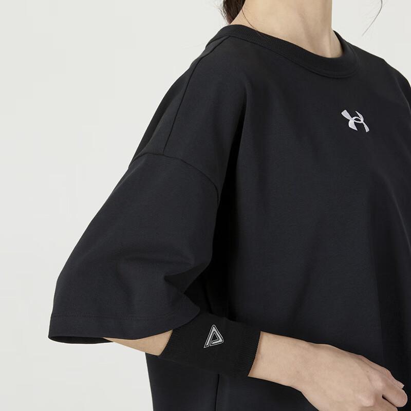 Under Armour Однотонная футболка свободного кроя с круглым вырезом и коротким рукавом, женские топы, черный цвет 1376554-001