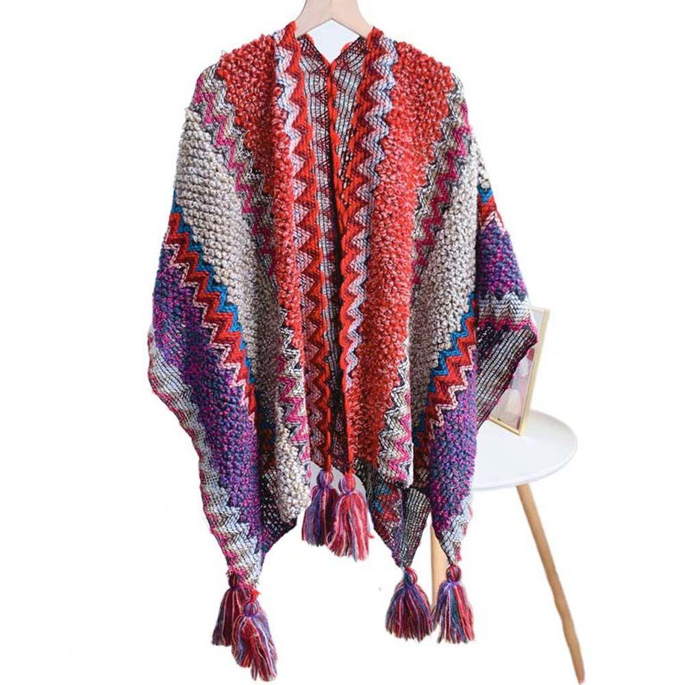 Winter Ethnic Cape Thick Blanket Triangle Scarves Women Scarf Bohemia Scarf Neck Wrap Women Shawl