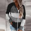 Womens Zip Up Color Block Hoodie Sweaters Long Sleeve Cardigan Sweatshirts