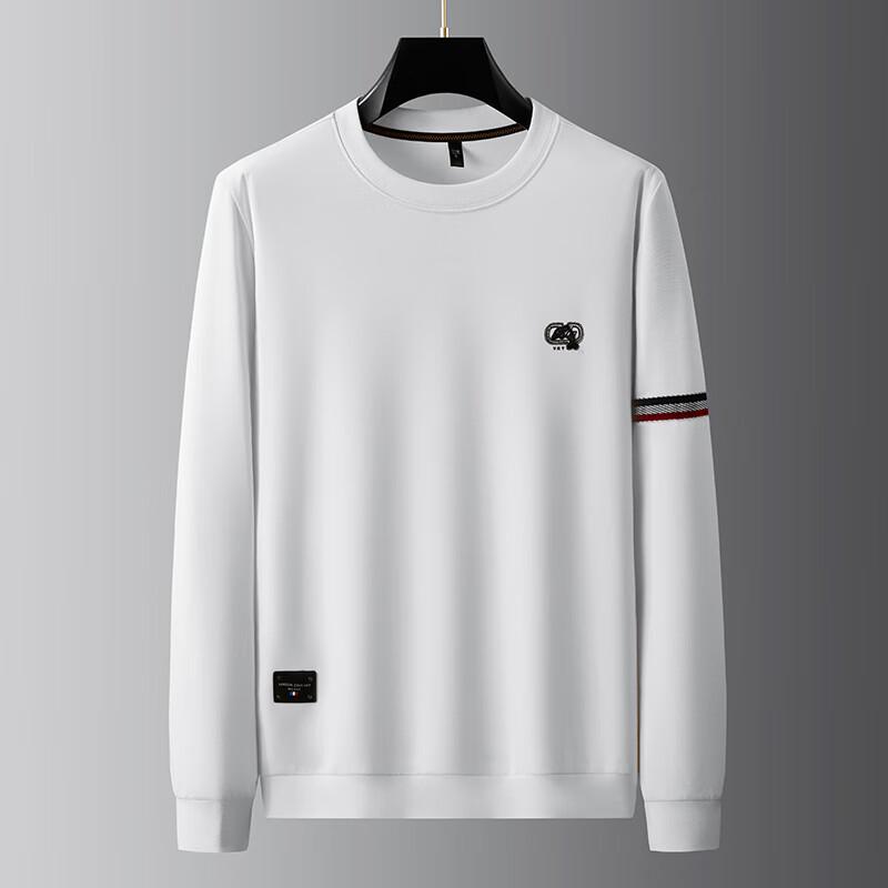 Men's Plus Size Loose Fit Cotton Blend Striped Long-Sleeve Sweatshirt