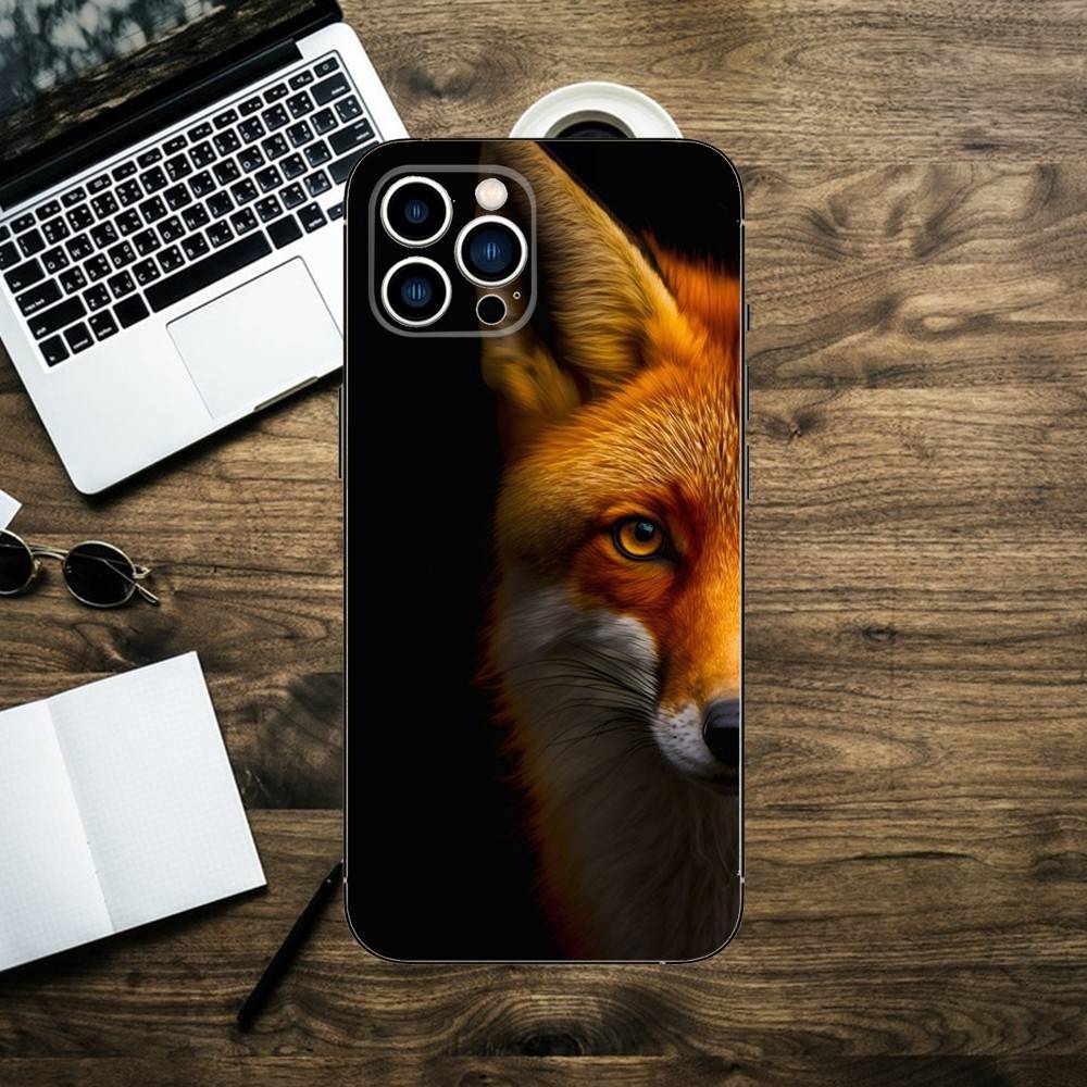 Милый животный лис Чехол для телефона Для iPhone 16,15,14,13,12,11,XS,XR,X,8,7,Pro,Max,Plus,mini Силиконовый Черный Чехол
